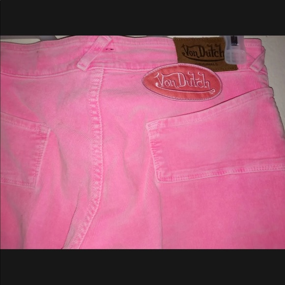 Von Dutch Pink vintage bell bottom flared pants Y2K 90’s rare barbie corduroy 29 - Picture 2 of 4